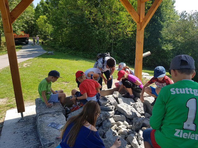 Auf Fossiliensuche in der Erlebnisstation