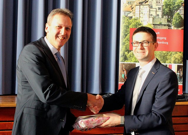 v. l. Weltmeister Tim Fleckenstein und Bürgermeister Reichert (Foto Dr. Bauer)