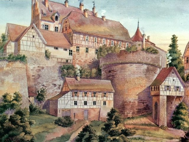 alte Malerei der Mauern von Vellberg